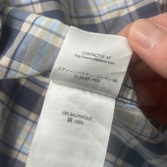 Eddie Bauer Men’s Plaid Short Sleeved Button Down Collared Shirt, size L Tall - Picture 7 of 8